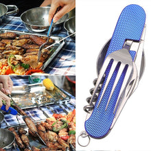 Load image into Gallery viewer, 3 in 1 Folding Stainless Steel Spoon Fork Knife Tableware Multi Tool for Camping