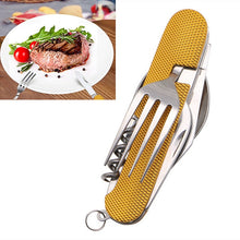 Load image into Gallery viewer, 3 in 1 Folding Stainless Steel Spoon Fork Knife Tableware Multi Tool for Camping