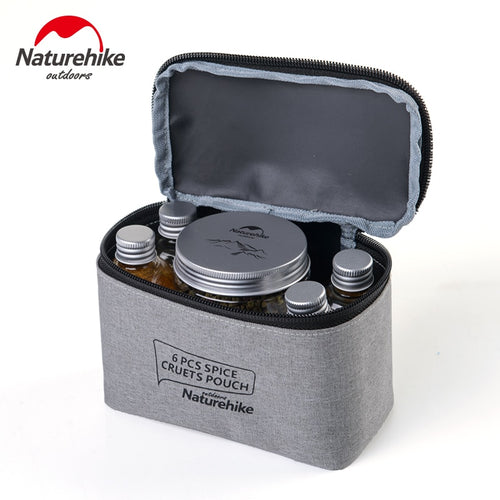 Naturehike 6pcs Outdoor Camping Seasoning Bottles Cans With A Bag For BBQ Portable Picnic Tableware Storage Container