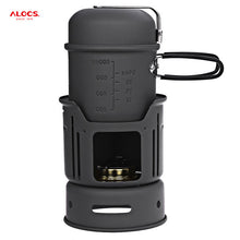 Load image into Gallery viewer, ALOCS CW-C01 7pcs Outdoor Camping Cooking Set Portable Stove Camping Cookware Pots Bowl Cooker Stove Picnic BBQ Travel 1-2Person