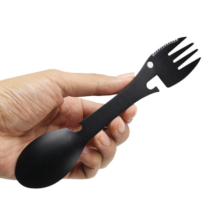 Outdoor Tableware Spork Camping Picnic Stainless steel Spoon Fork tools multifunctional Fork Opener 2018