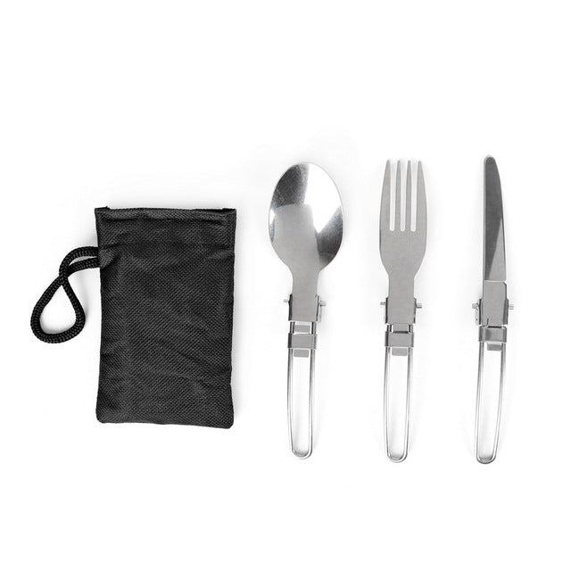 Aluminum Alloy Hiking Picnic Tourist Tableware Set With Folding Spoon Fork Knife Non-stick Pot Pan Outdoor Camping Trip Cookware