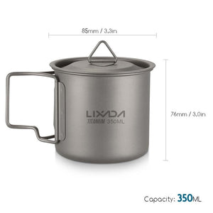 Lixada camping Titanium Cup big Water Mug for Outdoor Supplies Camping Utensils travel tableware cauldron Kitchen Picnic Set