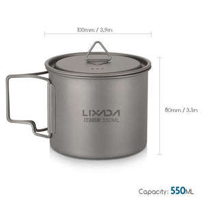 Lixada camping Titanium Cup big Water Mug for Outdoor Supplies Camping Utensils travel tableware cauldron Kitchen Picnic Set