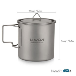 Lixada camping Titanium Cup big Water Mug for Outdoor Supplies Camping Utensils travel tableware cauldron Kitchen Picnic Set